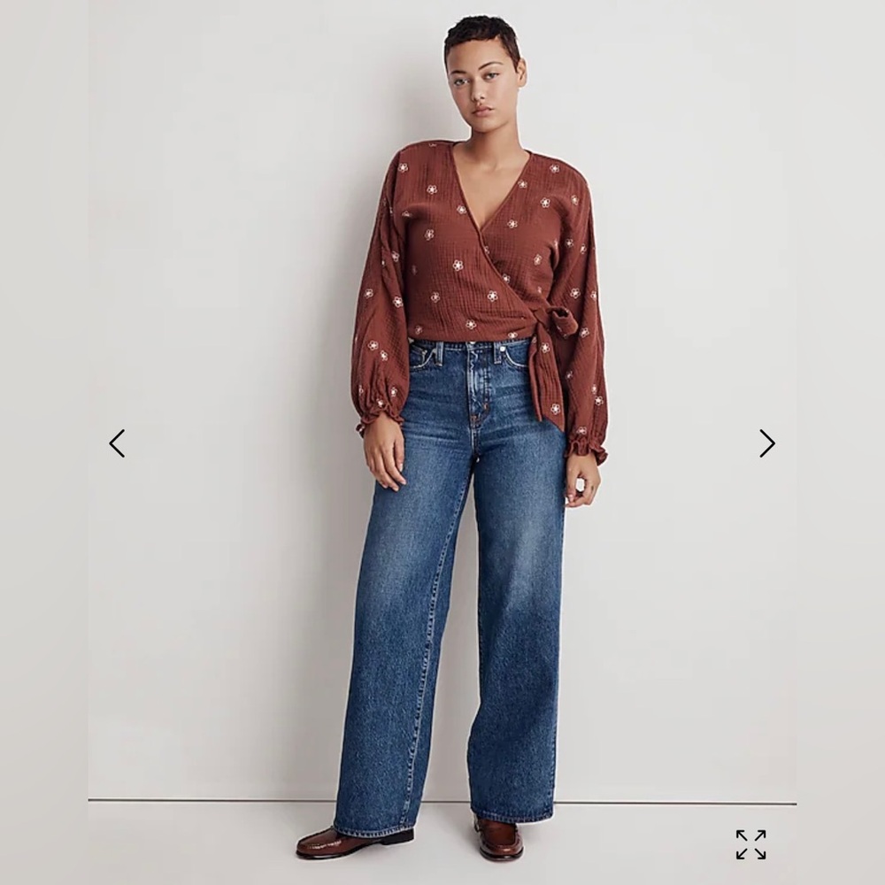 NWT Madewell Mahogany Lightspun Maira Wrap Top - Picture 3 of 10